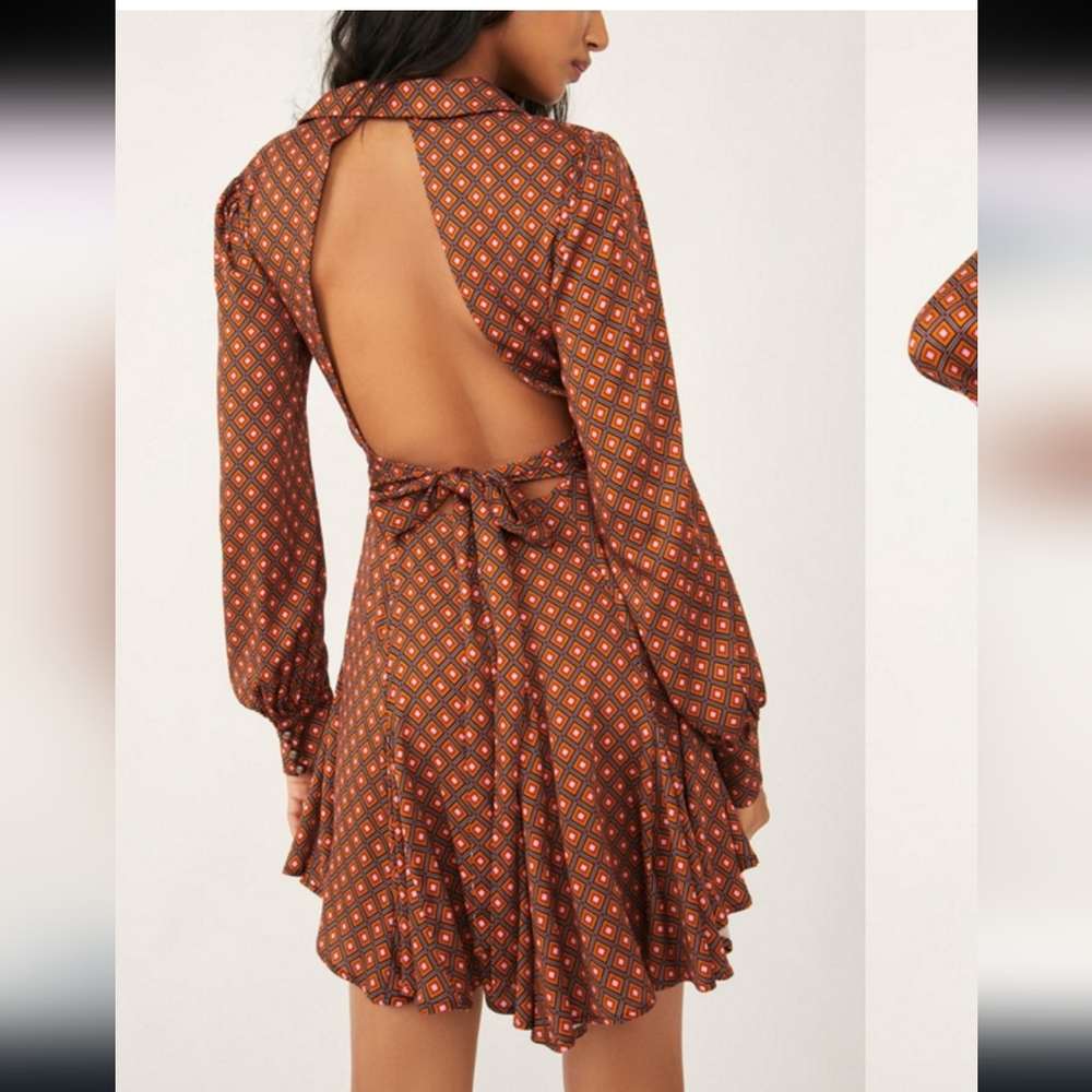 Free People It Takes Two Sleeve Open Back Long Sleeve Short Dress Size  X Large - Picture 10 of 10